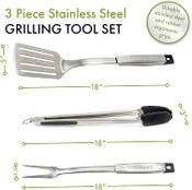 Wholesale - 3pc S. STEEL BBQ TOOL SET